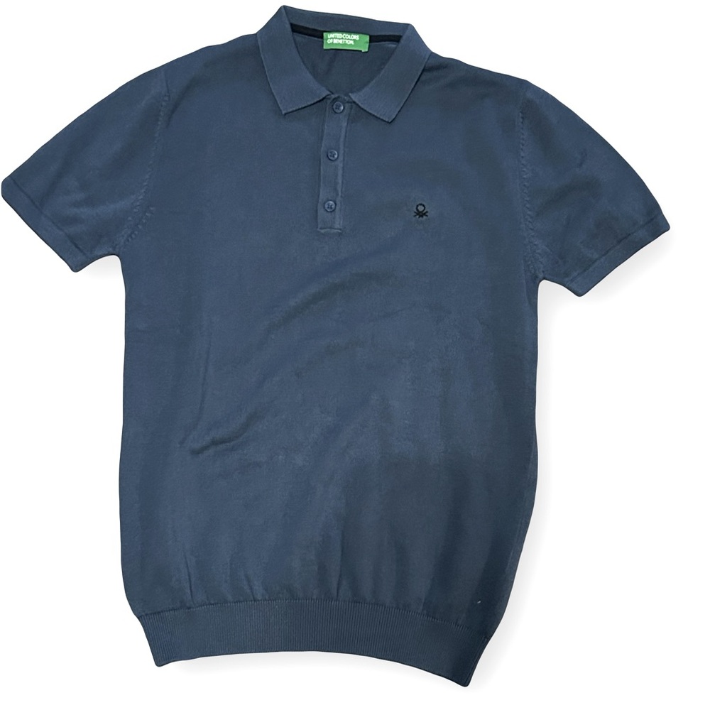 United Colors of Benetton / Knitted Polo Shirt in Blue size Medium